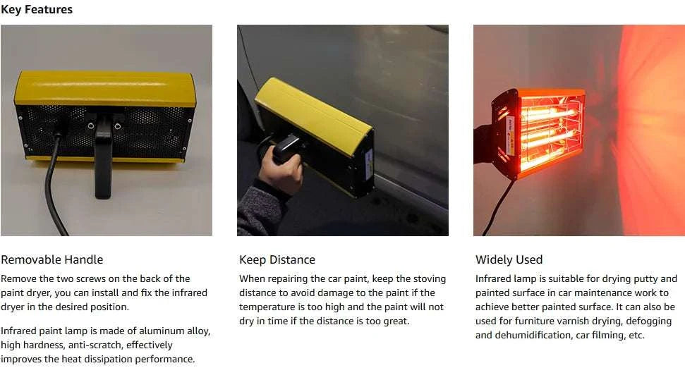 Portable Infrared Paint Curing Lamp 1000W/2000W for Car Repair-DT-SC-002 / 220V EU / GERMANY