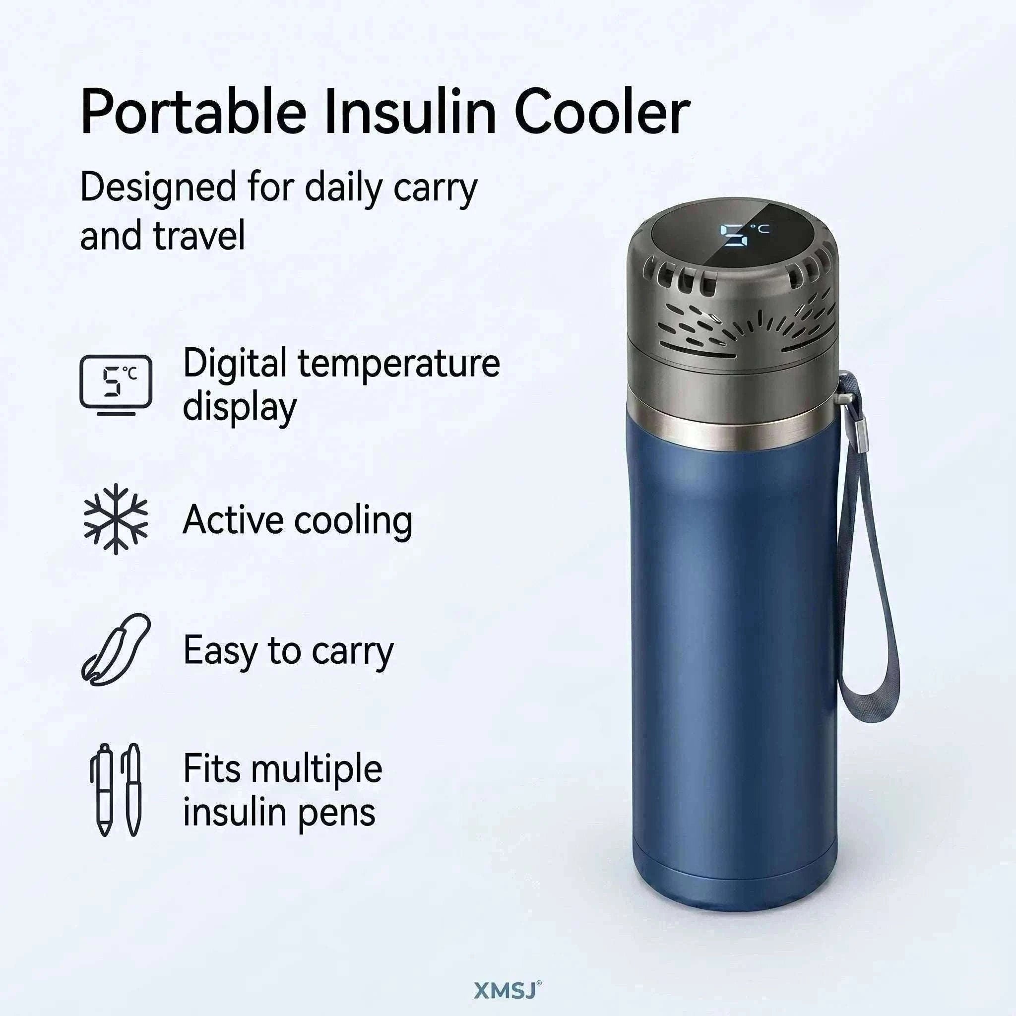 Portable Insulin Cooler Mini Fridge with Digital Temperature Control-Black / CN