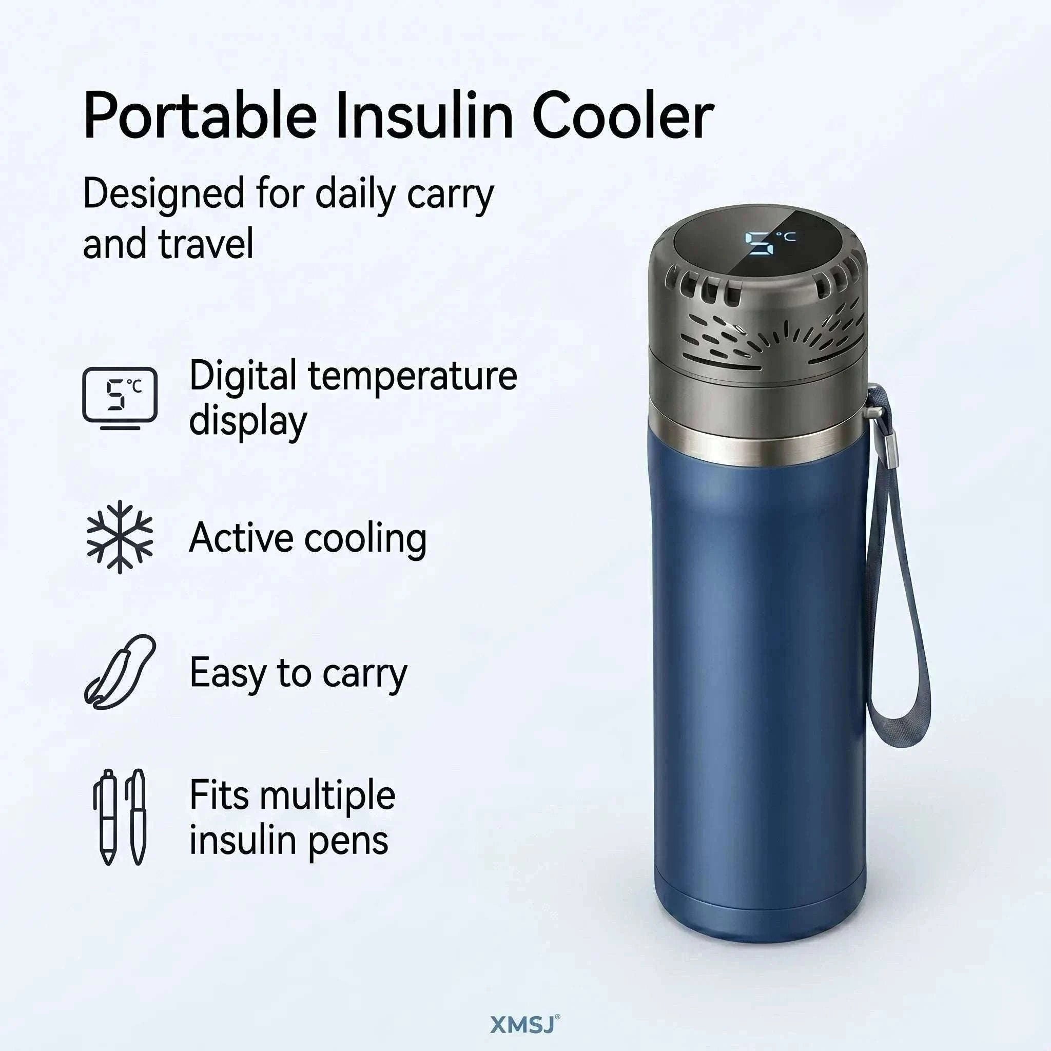 Portable Insulin Cooler Mini Fridge with Digital Temperature Control-Black / CN