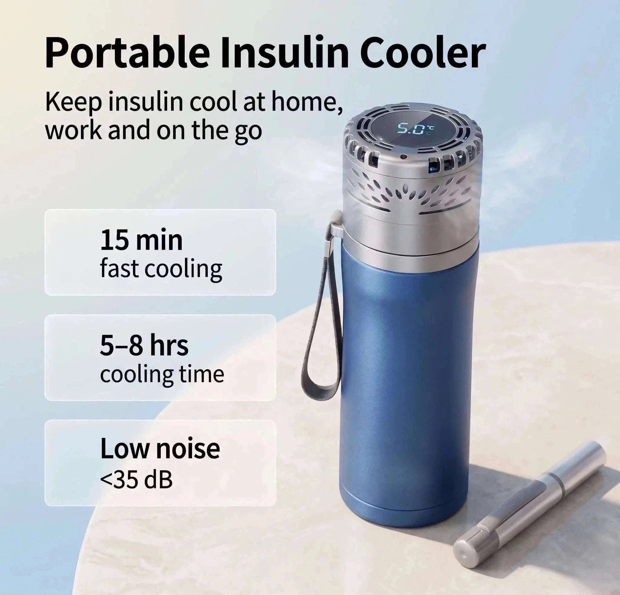 Portable Insulin Cooler Mini Fridge with Digital Temperature Control-Black / CN