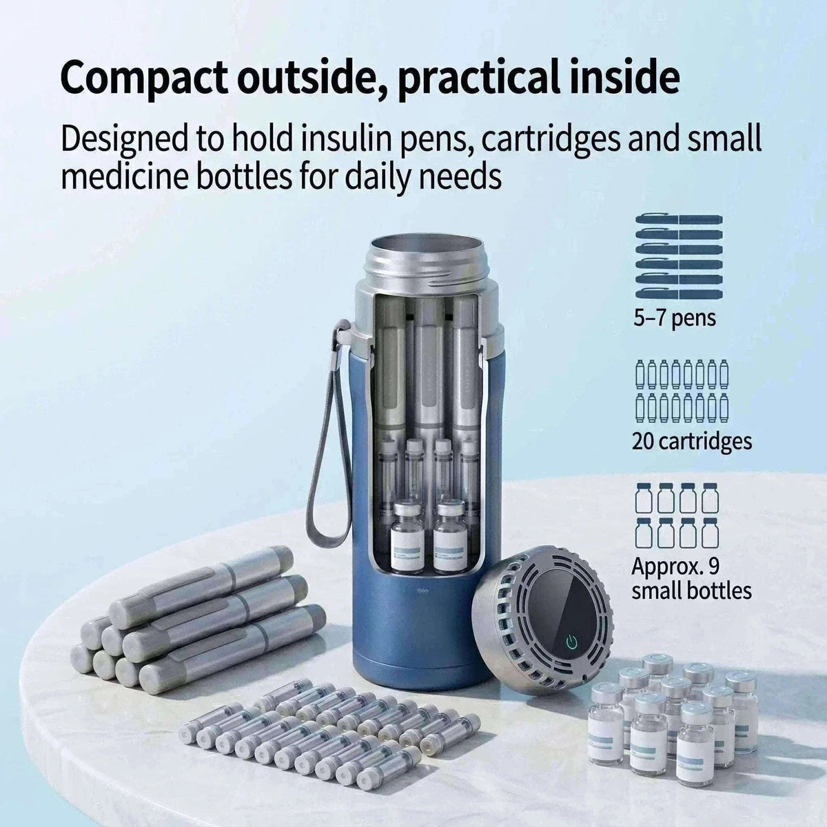 Portable Insulin Cooler Mini Fridge with Digital Temperature Control-Black / CN