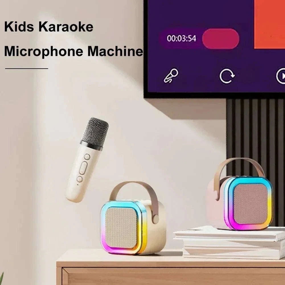 Portable Karaoke Bluetooth Speaker with Wireless Microphone & LED Lights-United States / Blue with 2Mic