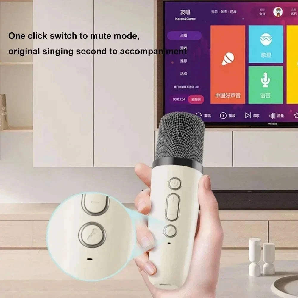 Portable Karaoke Bluetooth Speaker with Wireless Microphone & LED Lights-United States / Blue with 2Mic