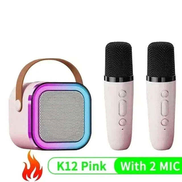 Portable Karaoke Bluetooth Speaker with Wireless Microphone & LED Lights-United States / Blue with 2Mic