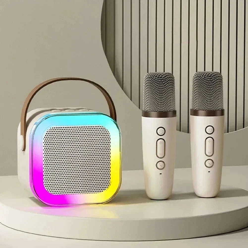 Portable Karaoke Bluetooth Speaker with Wireless Microphone & LED Lights-United States / Blue with 2Mic
