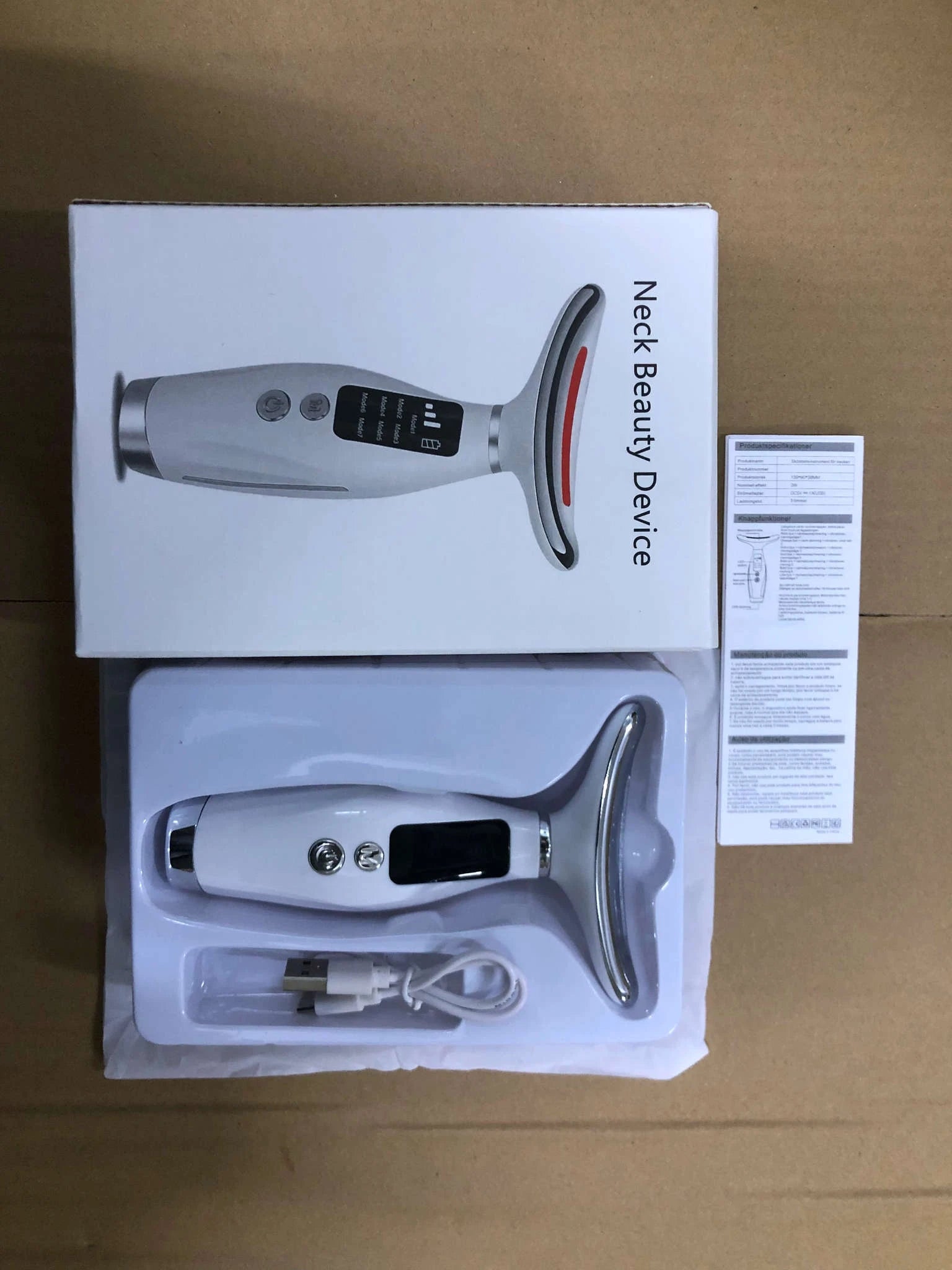 Portable LED Light Therapy Face Neck Massager-White