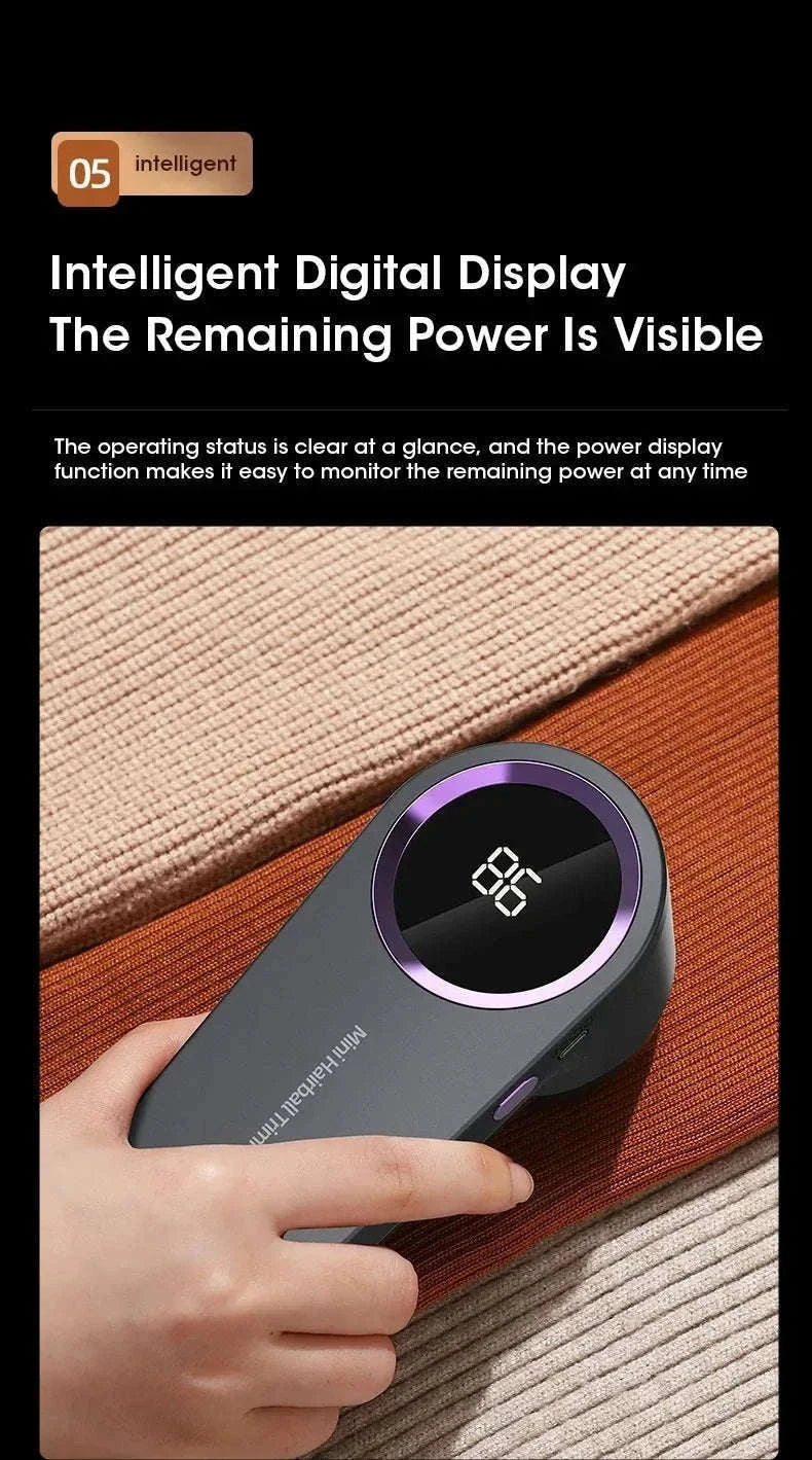 Portable Lint Remover with LED Display-Grey