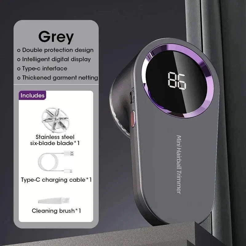 Portable Lint Remover with LED Display-Grey