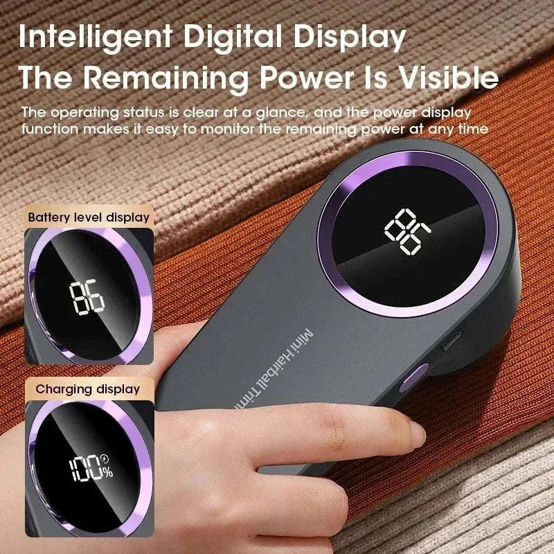 Portable Lint Remover with LED Display-Grey