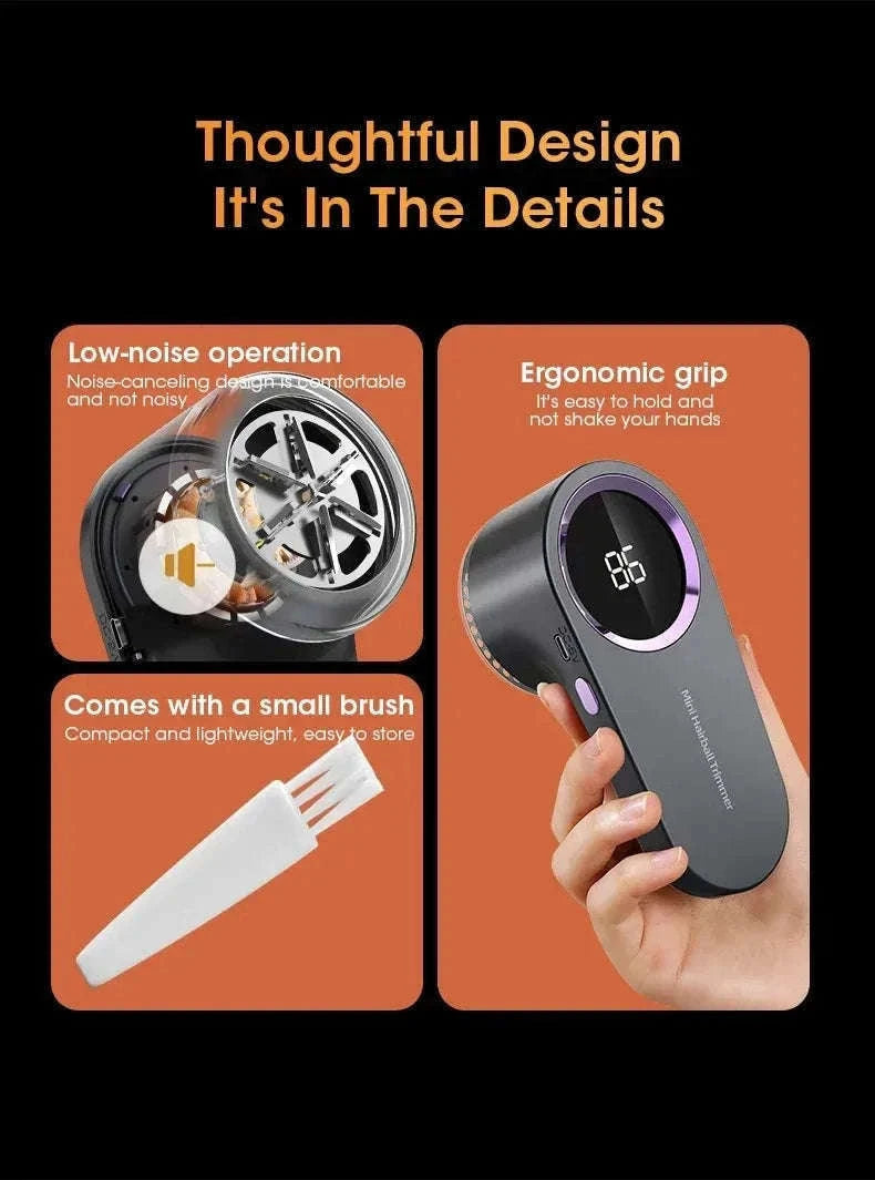 Portable Lint Remover with LED Display-Grey