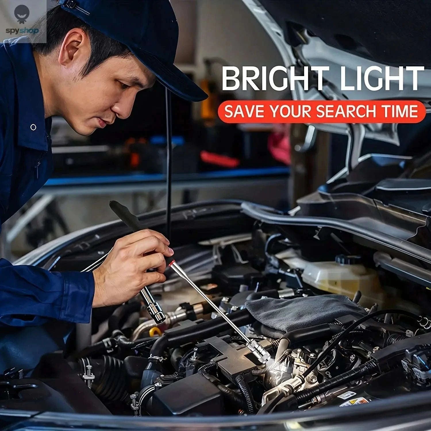 Portable Magnetic Pick Up Tool with Extendable LED Torch-Magnetic Rod