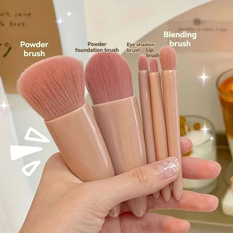 Portable Makeup Brush Set with Foldable Travel Mirror-Green