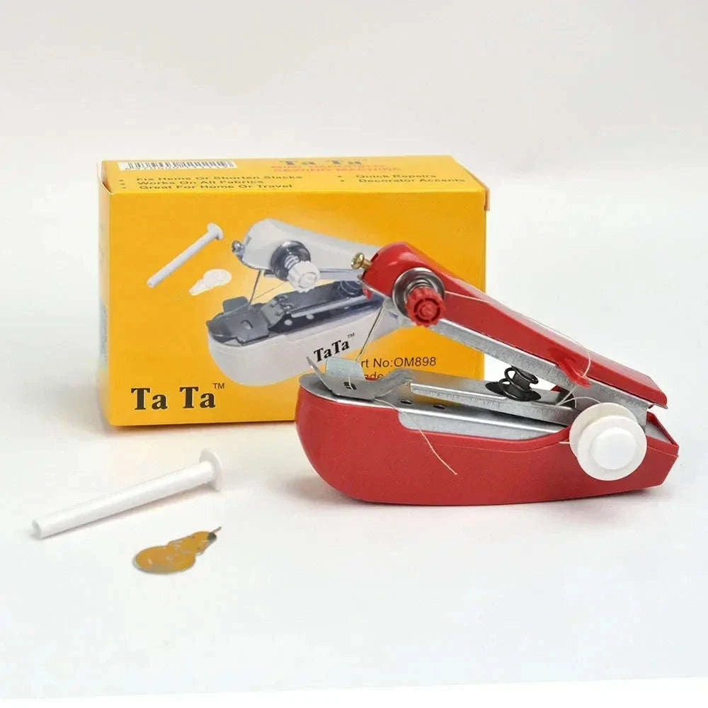 Portable Manual Sewing Machine Mini Handheld Stitch Tool-United States / Red