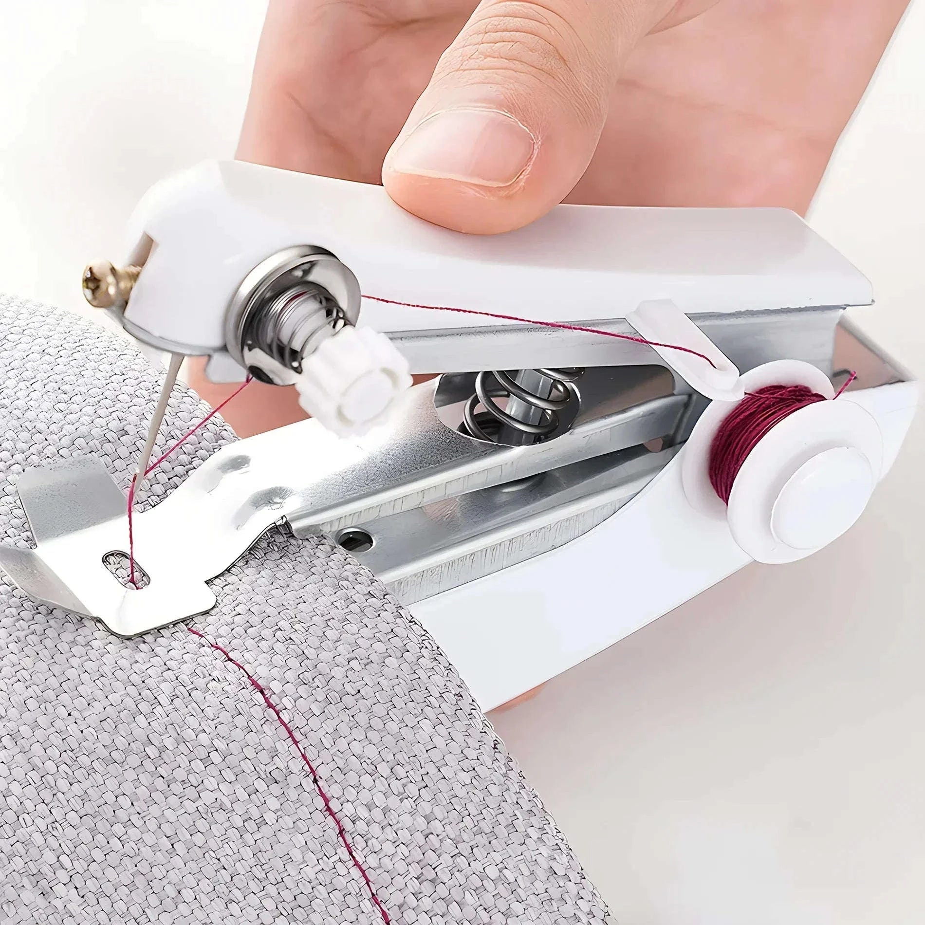 Portable Manual Sewing Machine Mini Handheld Stitch Tool-United States / Red