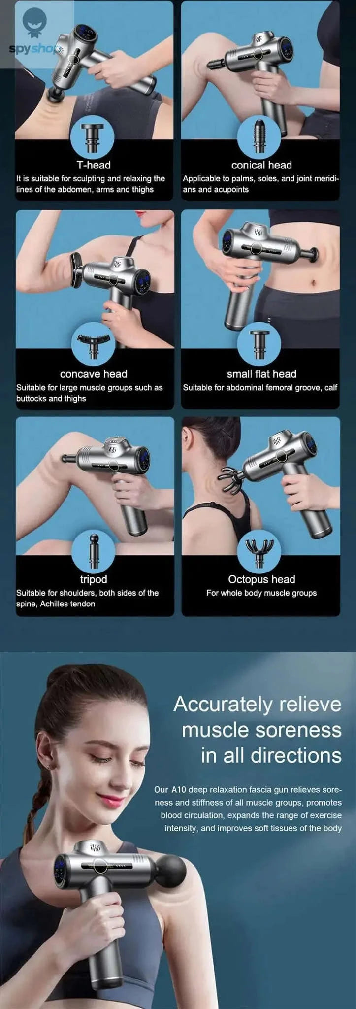 Portable Massage Gun for Deep Muscle Relief-6 GEAR GREY / Type C Charge