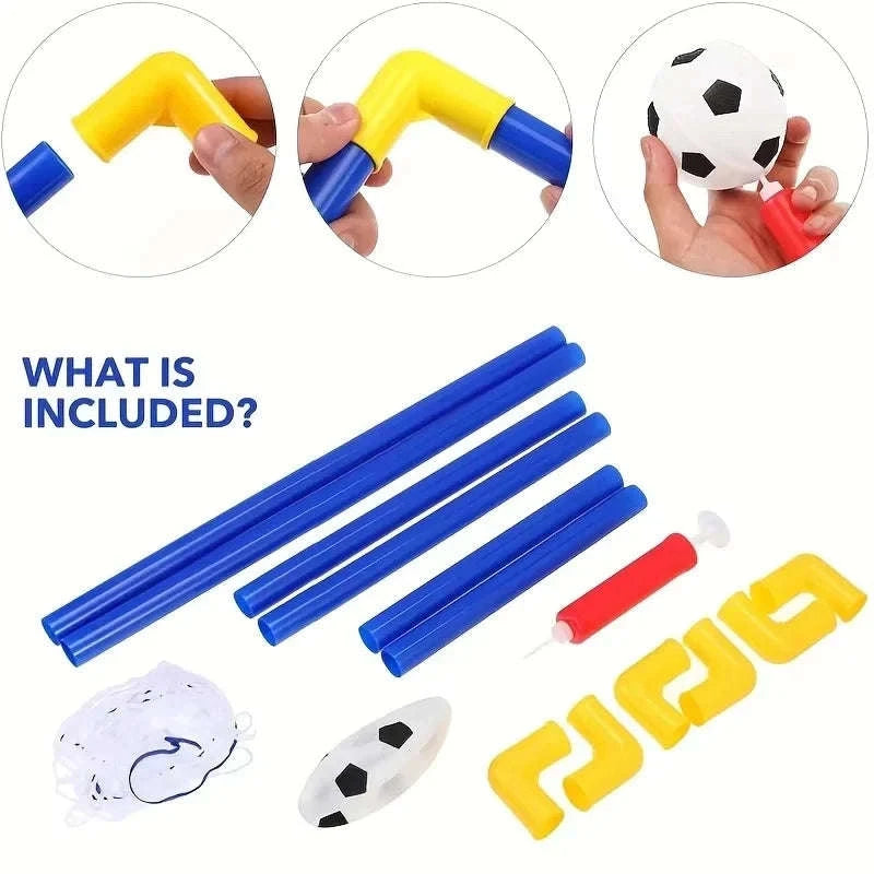 Portable Micro Soccer Goal Set with Ball, Net & Pump for Kids-1 set / China Mainland