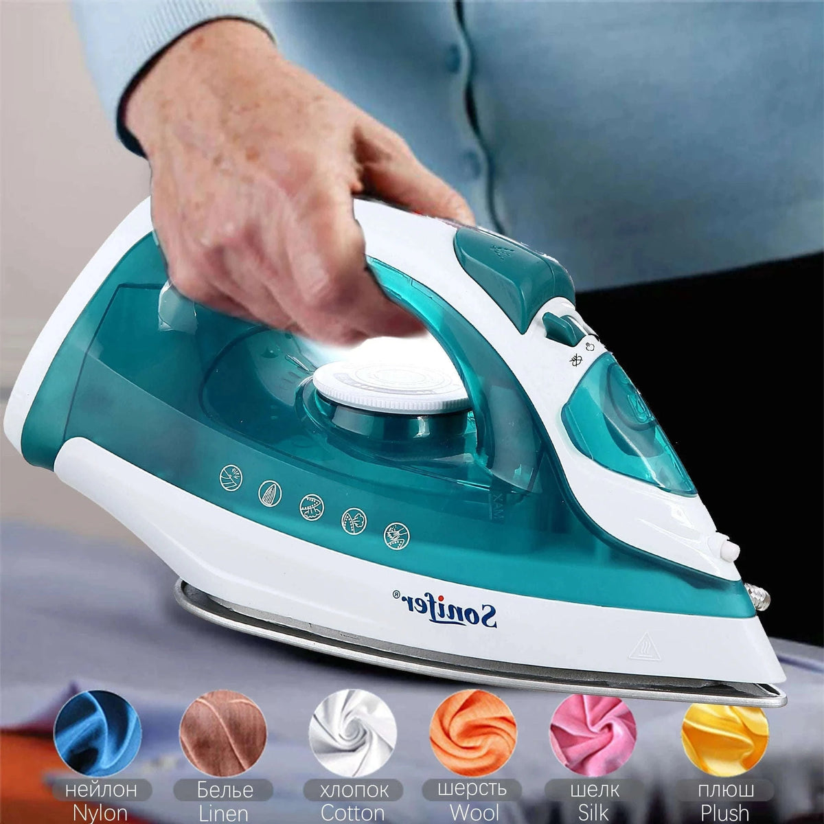 Portable Mini Garment Steamer & Steam Iron with Ceramic Soleplate-SF9034-Green / EU