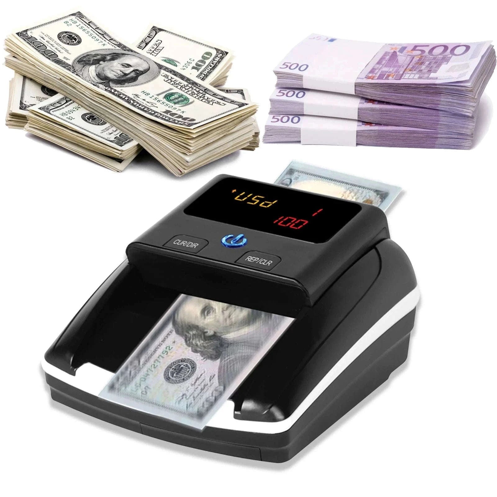 Portable Mini Money Counter and Counterfeit Bill Detector-black / EU