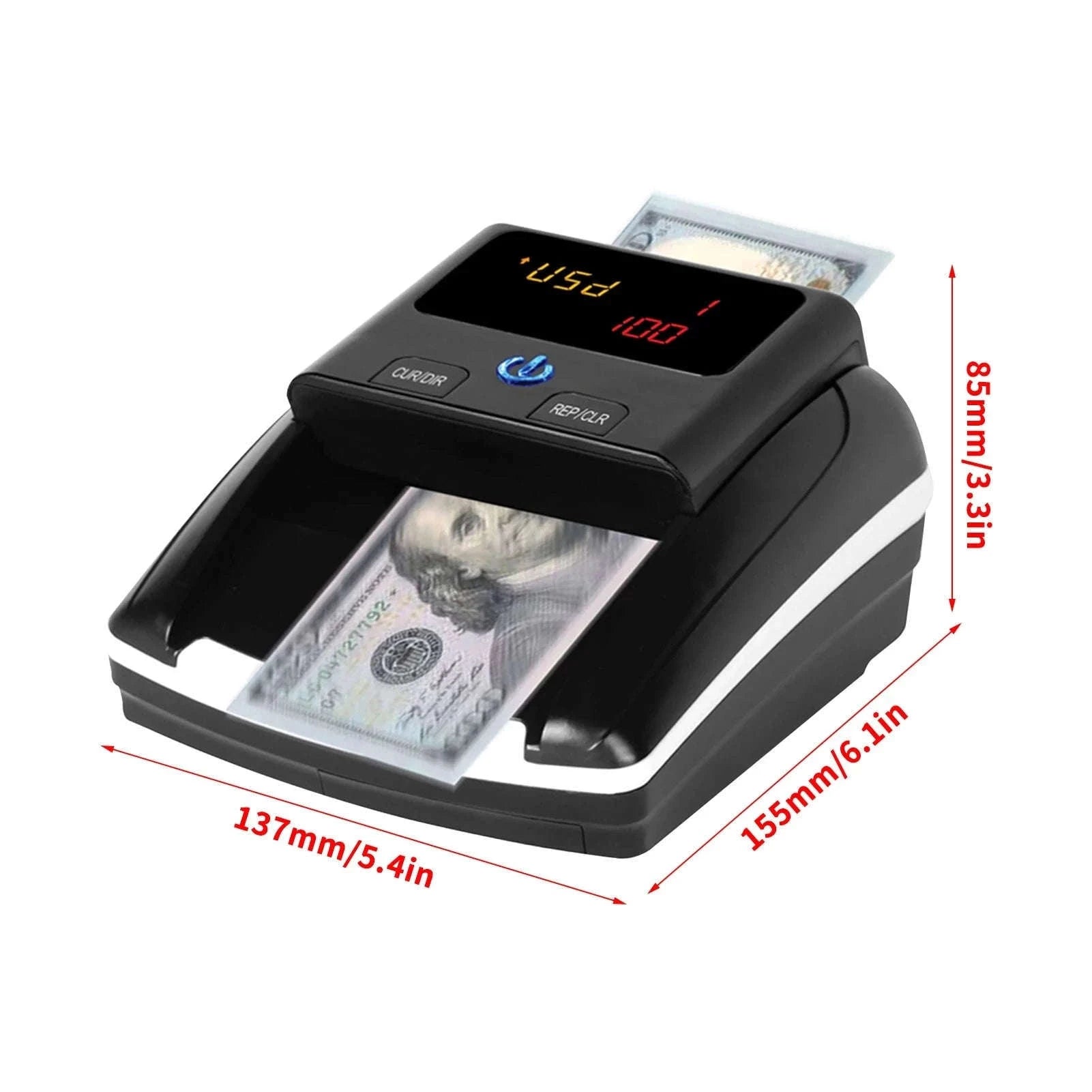Portable Mini Money Counter and Counterfeit Bill Detector-black / EU