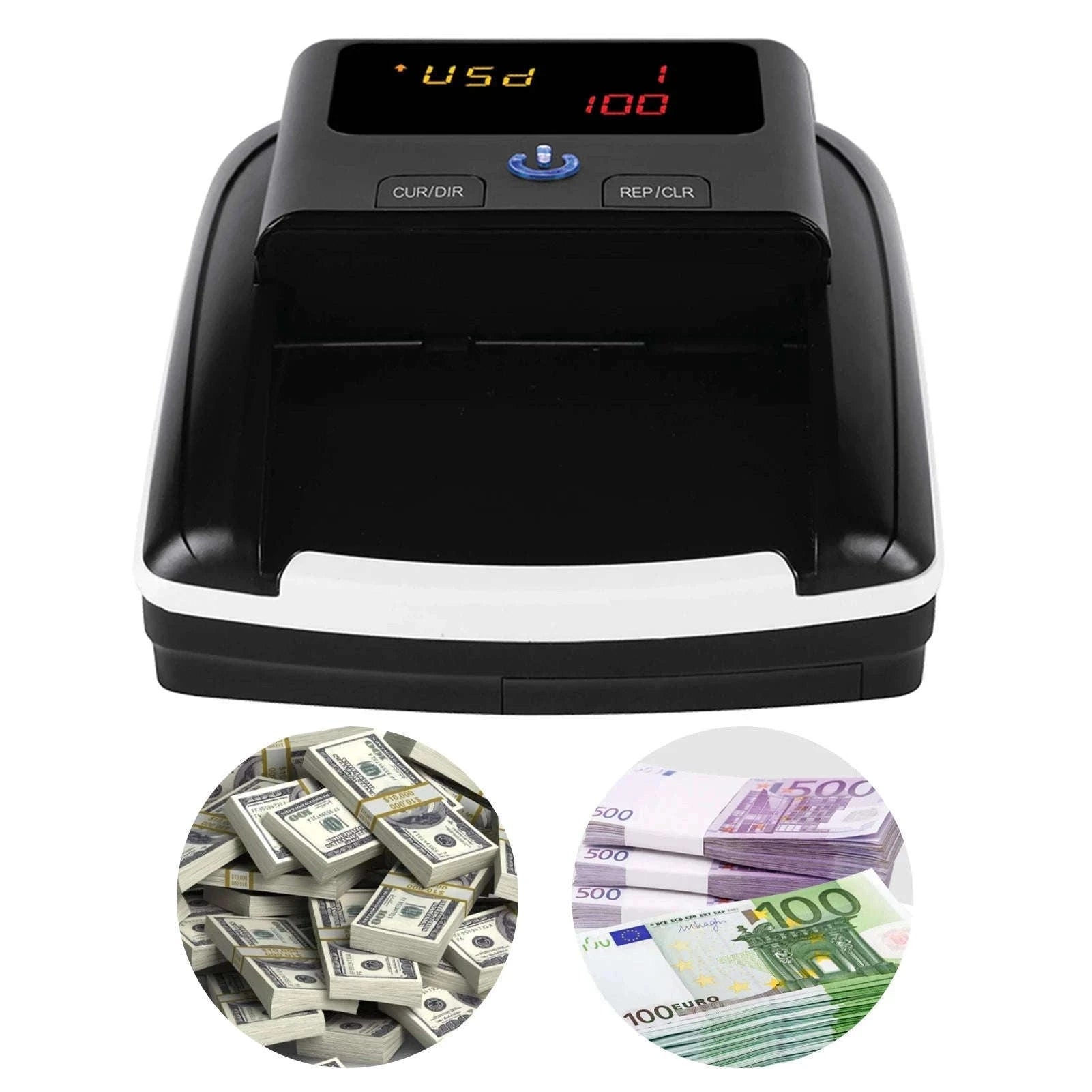 Portable Mini Money Counter and Counterfeit Bill Detector-black / EU