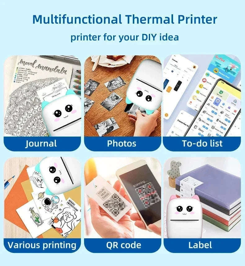 Portable Mini Printer Wireless Bluetooth Photo & Label Maker-3 Rolls Color / Other