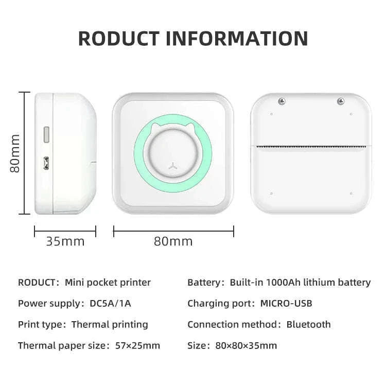 Portable Mini Thermal Printer for Labels, Notes, and Photos-PURPLE