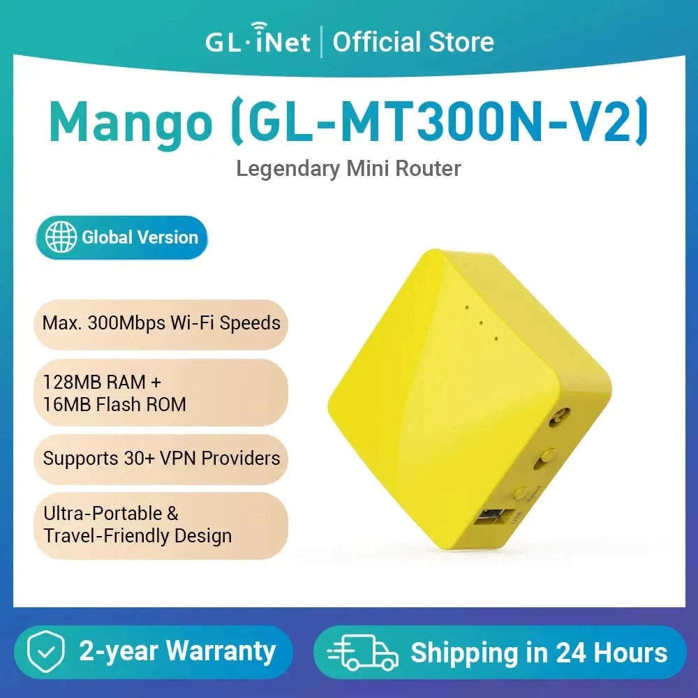 Portable Mini Travel WiFi Router 300Mbps OpenWrt VPN Pocket Size-GL-MT300N-V2 / United States
