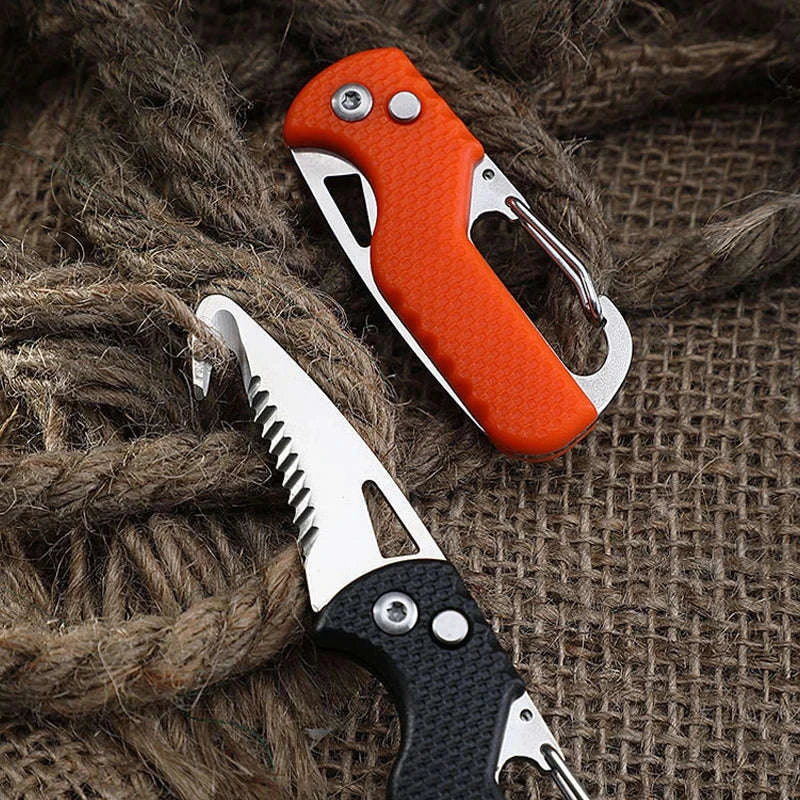 Portable Multi-Functional Parcel Knife Keychain — Black/Orange-Orange