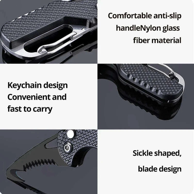 Portable Multi-Functional Parcel Knife Keychain, Black/Orange-Orange