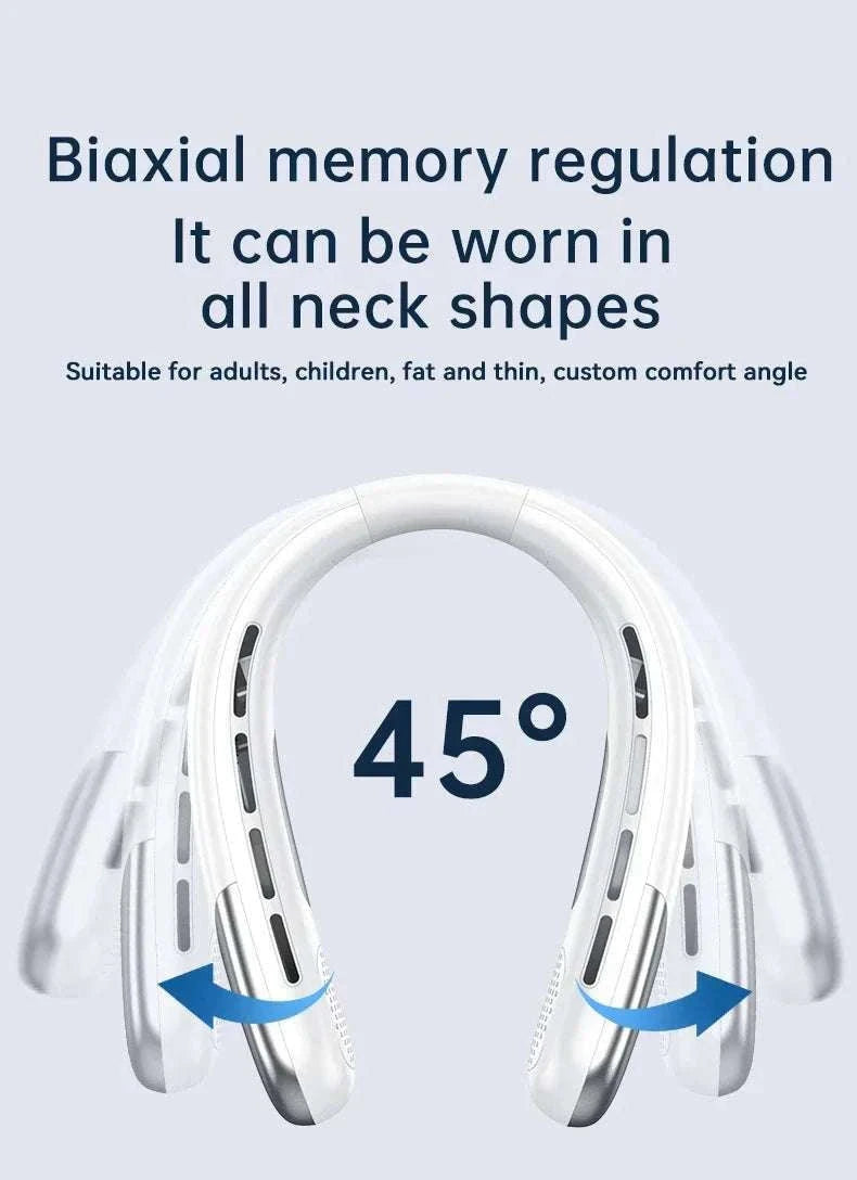 Portable Neck Air Conditioner Fan 5-Speed Rechargeable Cooling-Blue