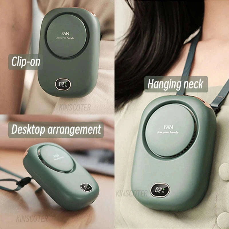 Portable Neck Fan USB Rechargeable 3-Speed Bladeless Cooling Fan-WHITE
