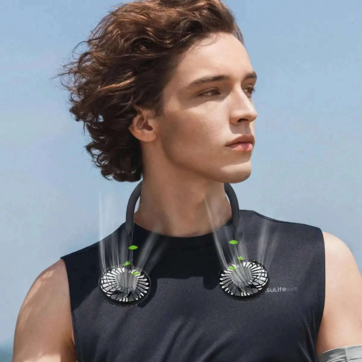 Portable Neck Fan — Wearable Hands-Free Cooling Fan-green / United States