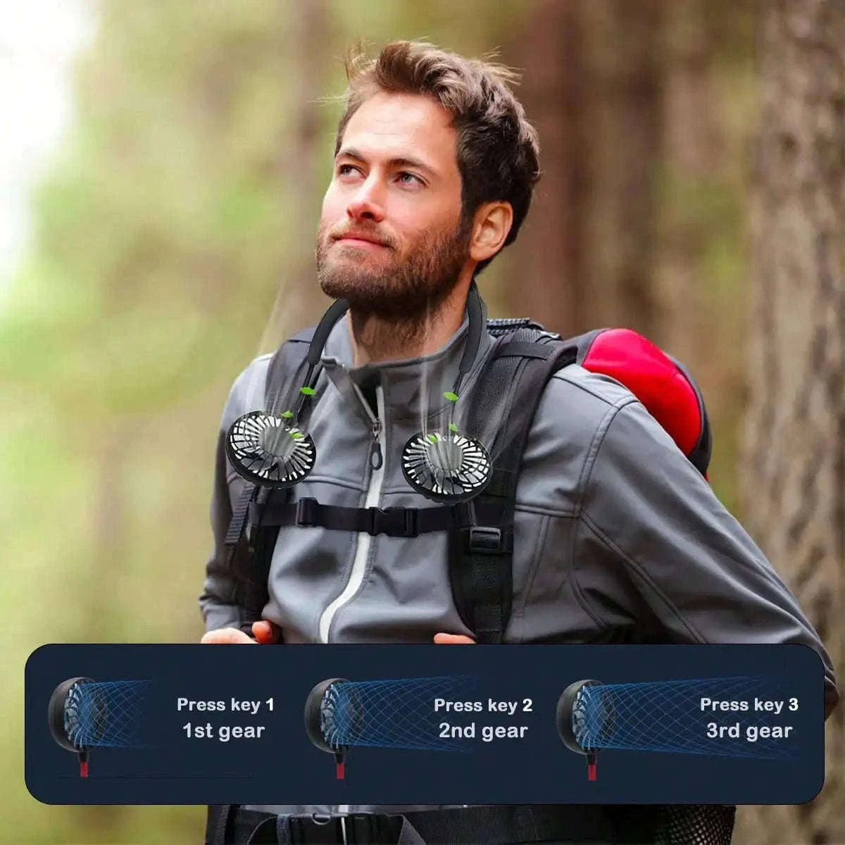 Portable Neck Fan — Wearable Hands-Free Cooling Fan-green / United States