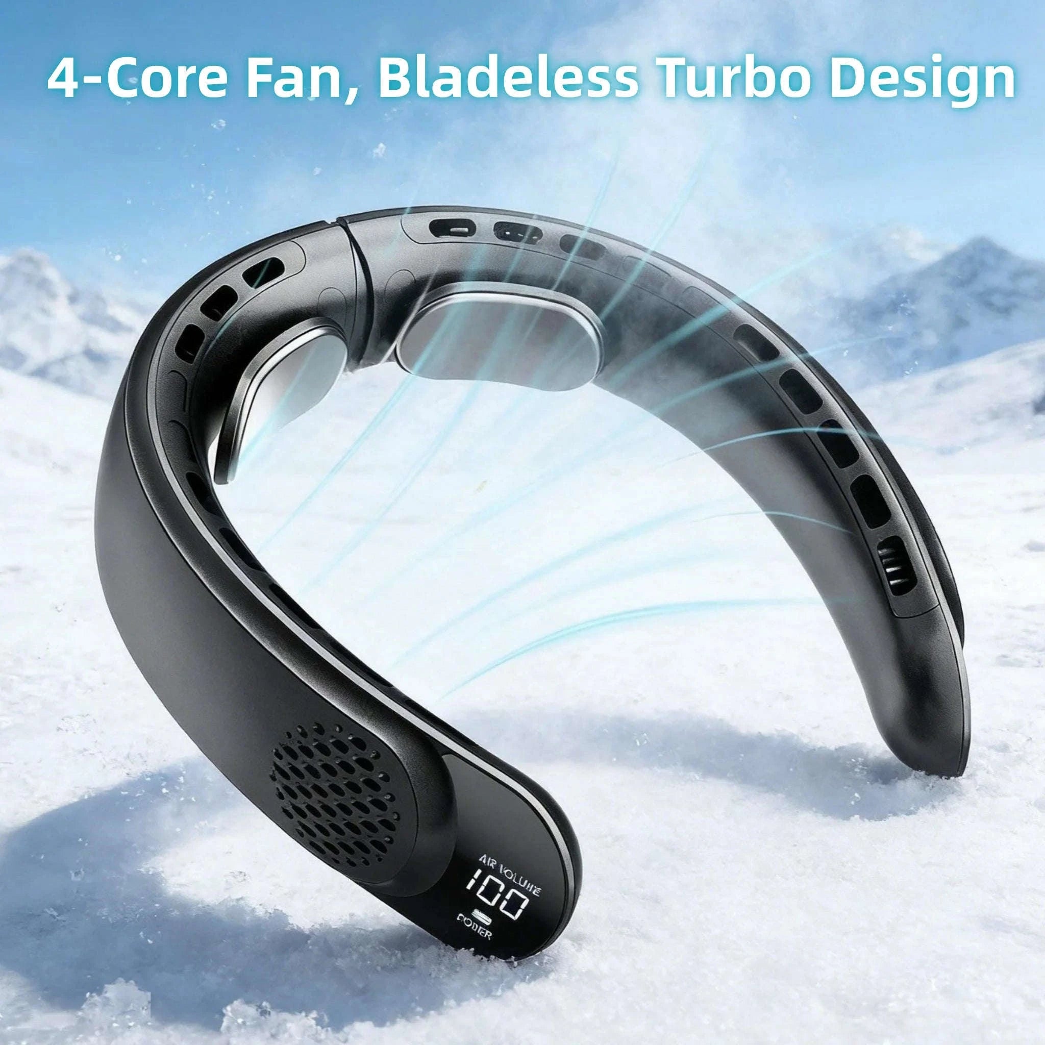 Portable Neck Fan with 4000mAh Battery and 3 Speeds-S8-Balck / United States
