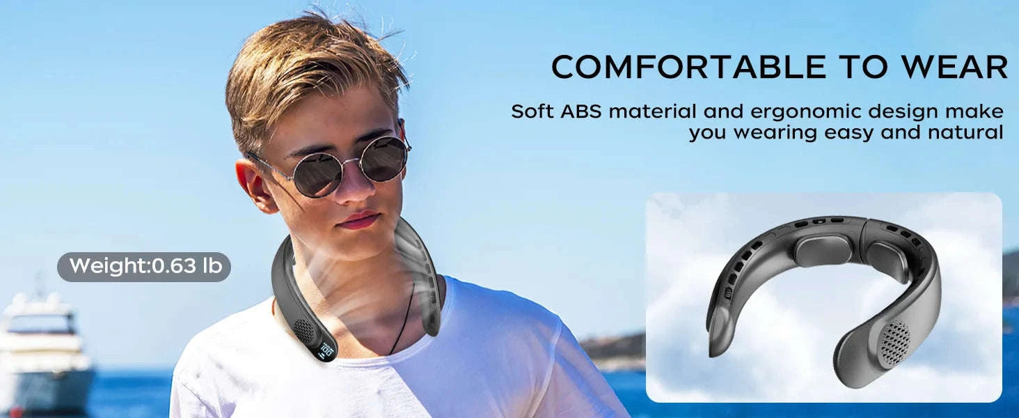 Portable Neck Fan with 4000mAh Battery and 3 Speeds-S8-Balck / United States