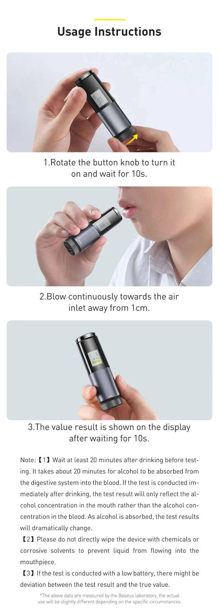 Portable Non-Contact Alcohol Breathalyzer with LED Display-Black