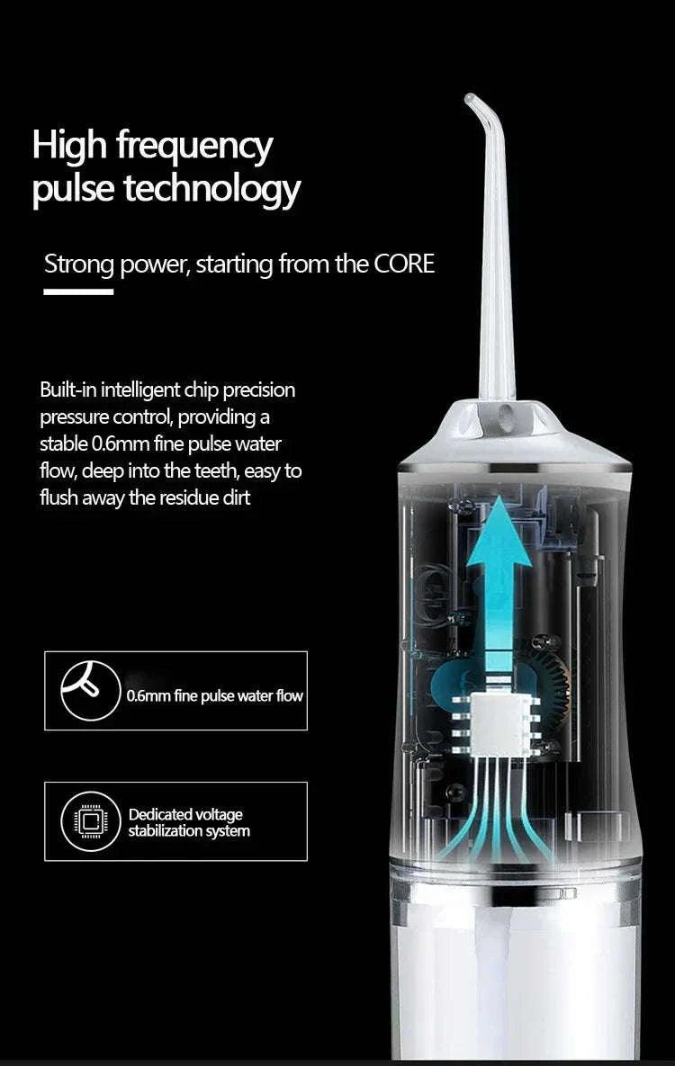 Portable Oral Irrigator Water Flosser with 4 Nozzles & Modes-Pink / United States