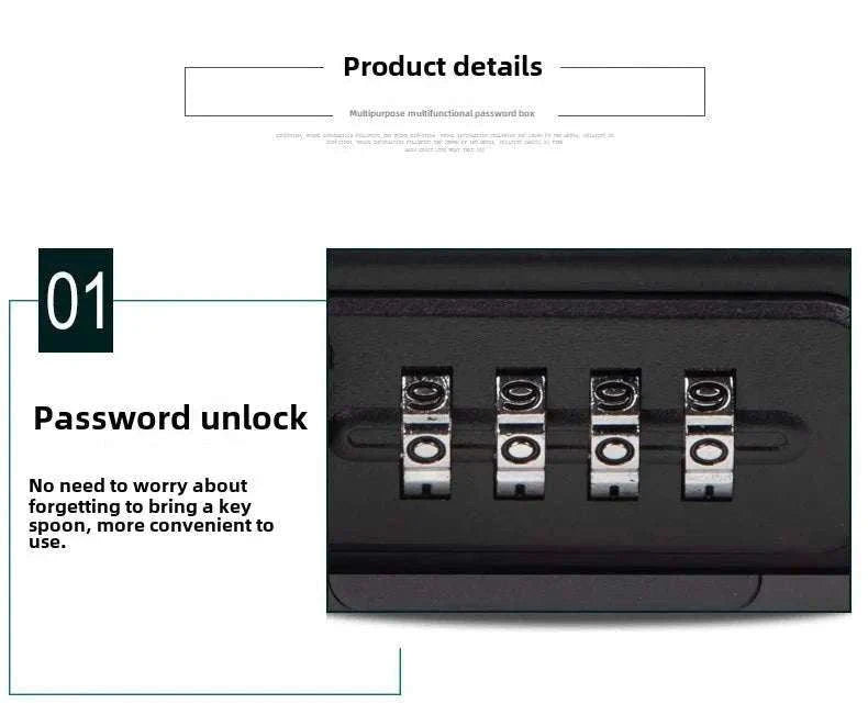 Portable Outdoor Lockbox with Cable & Code for Keys and Valuables-