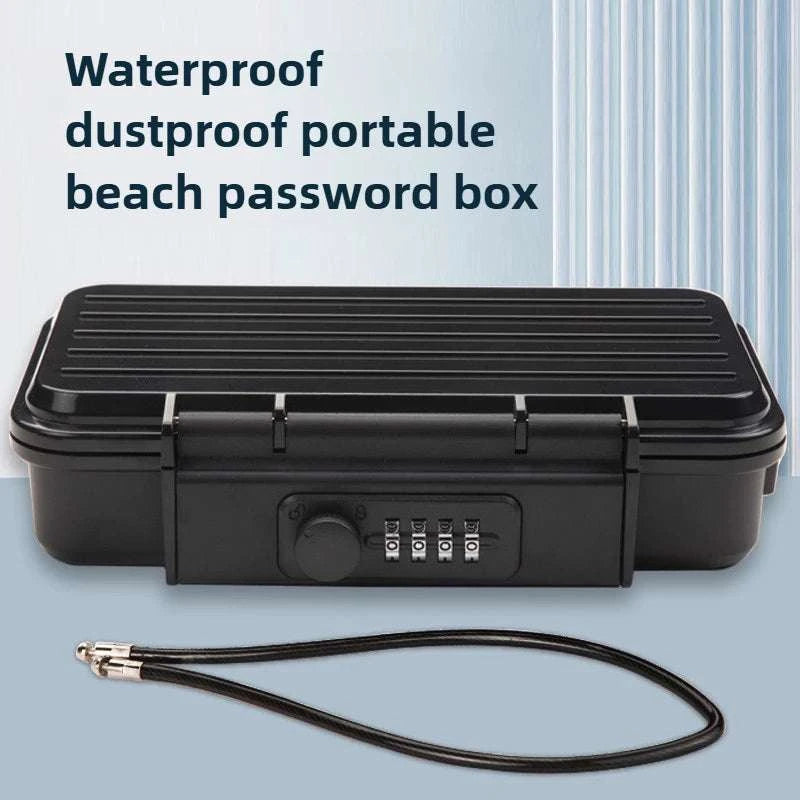 Portable Outdoor Lockbox with Cable & Code for Keys and Valuables-Black