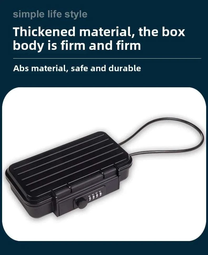 Portable Outdoor Lockbox with Cable & Code for Keys and Valuables-Black
