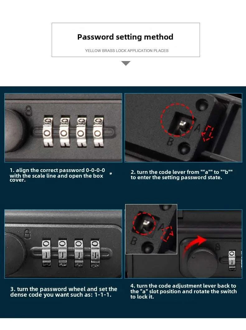 Portable Outdoor Lockbox with Cable & Code for Keys and Valuables-Black