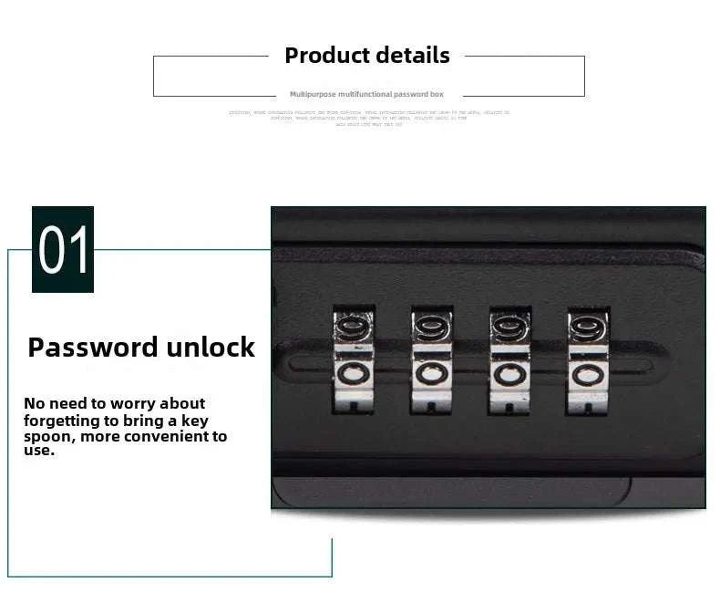 Portable Outdoor Lockbox with Cable & Code for Keys and Valuables-Black
