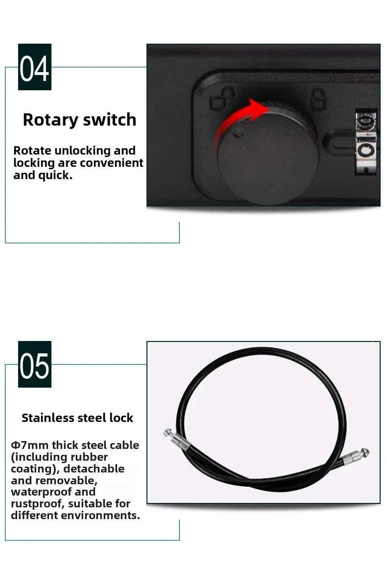 Portable Outdoor Lockbox with Cable & Code for Keys and Valuables-Black