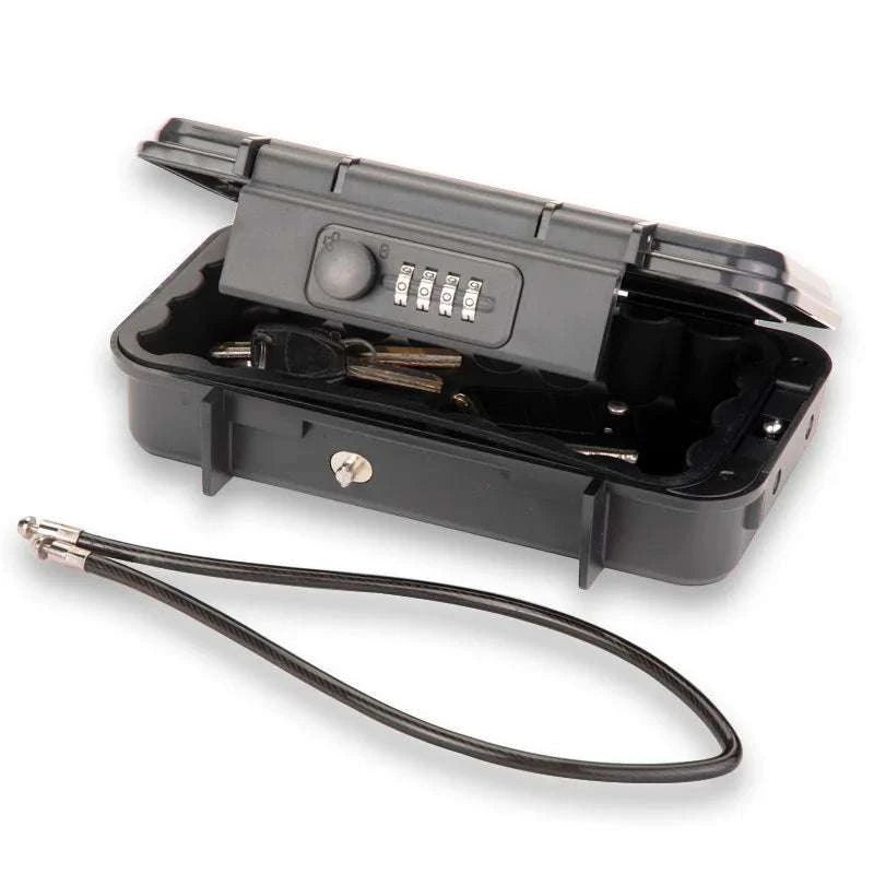 Portable Outdoor Lockbox with Cable & Code for Keys and Valuables-Black