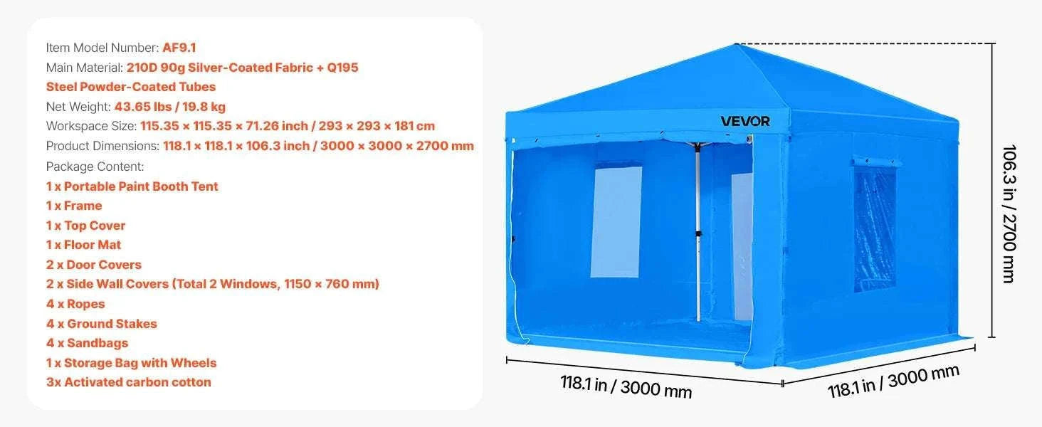 Portable Paint Booth Tent with Floor Large Spray Shelter-White Stand S / france