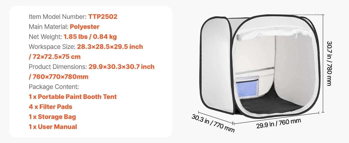 Portable Paint Booth Tent with Floor Large Spray Shelter-White Stand S / france