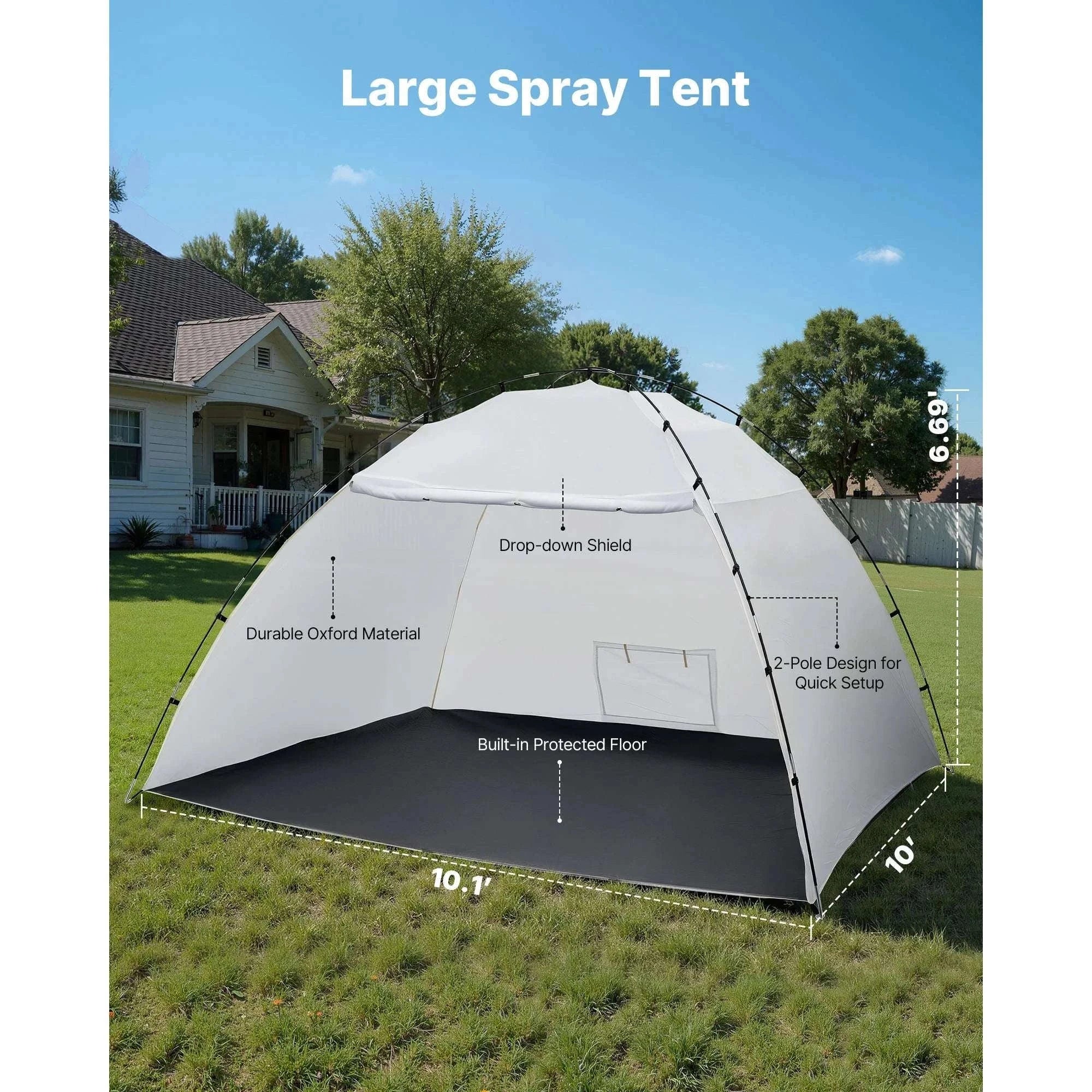 Portable Paint Booth Tent with Floor Large Spray Shelter-White Stand S / france