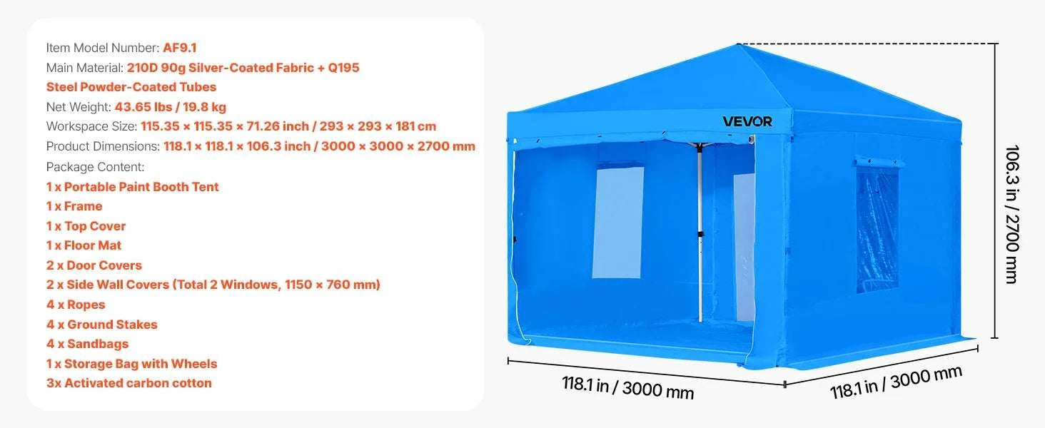Portable Paint Booth Tent with Floor Large Spray Shelter-White Stand S / france