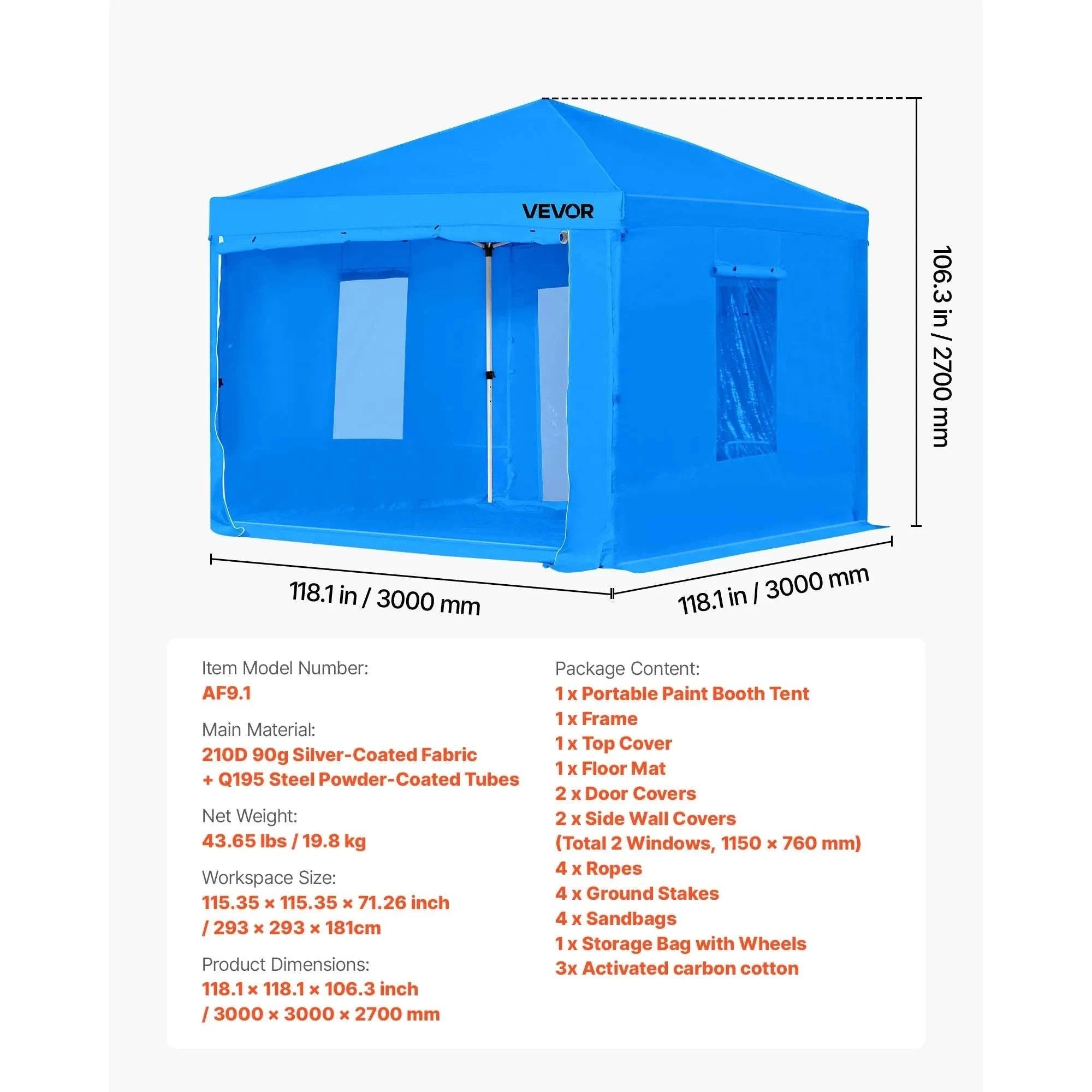 Portable Paint Booth Tent with Floor Large Spray Shelter-White Stand S / france