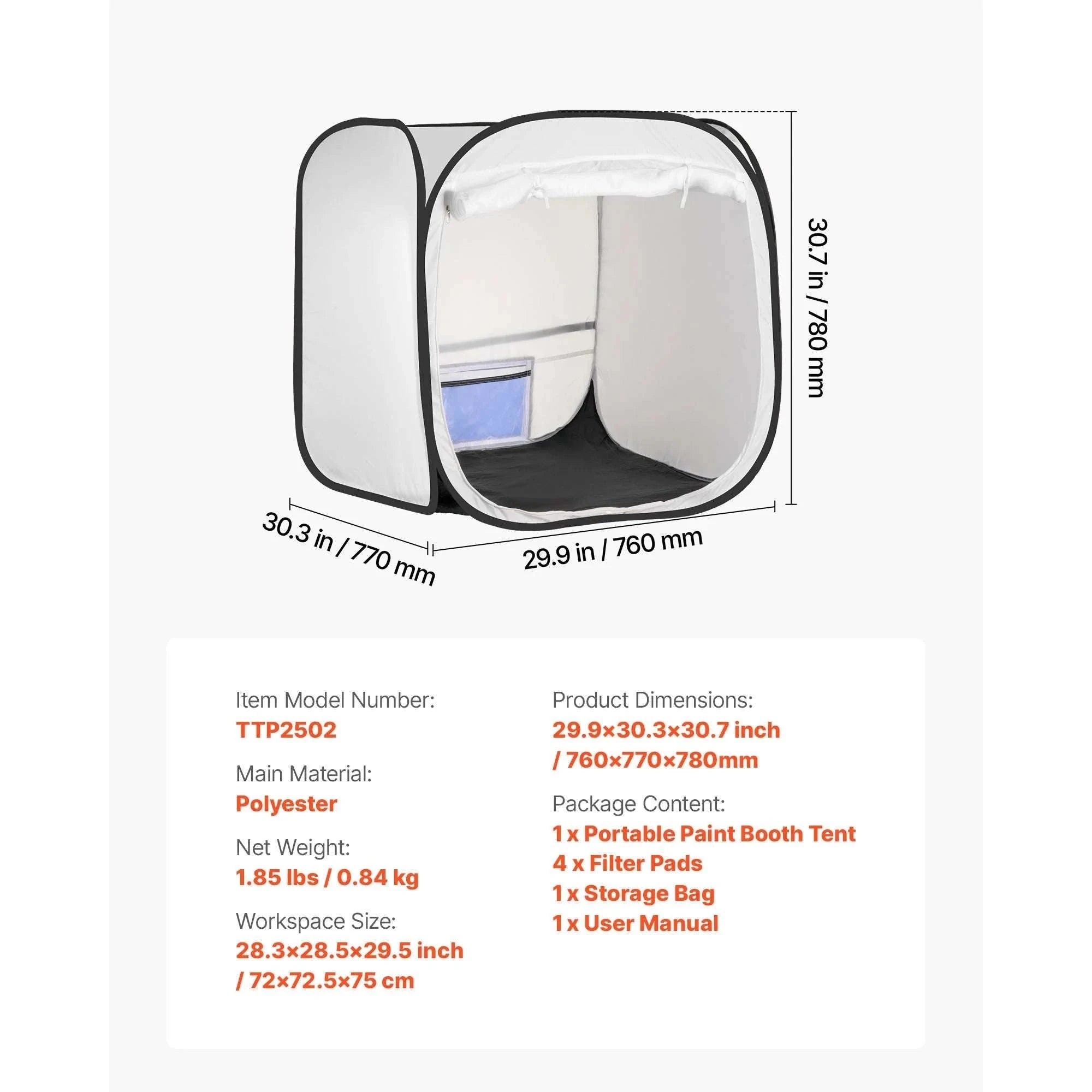 Portable Paint Booth Tent with Floor Large Spray Shelter-White Stand S / france